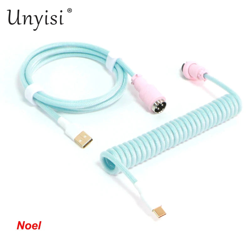 Handcrafted Coiled USB-A to Type-C Cable for Mechanical Keyboards