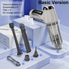 Basic version of a cordless handheld vacuum cleaner with accessories and a DC charge cable displayed on a white surface.