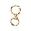 A round gold spring snap hook carabiner with a swivel design made of zinc alloy.