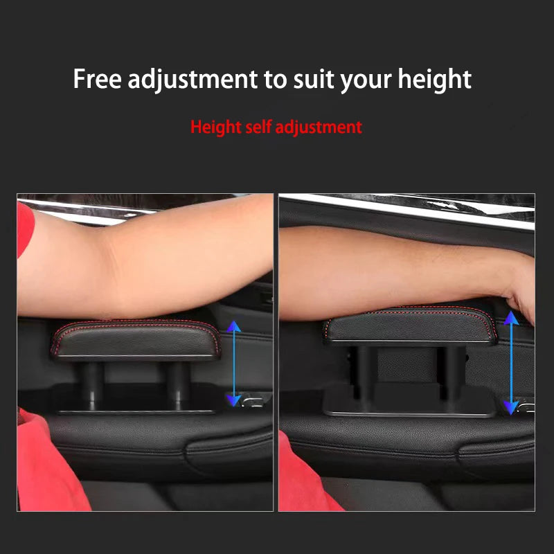 Close-up view showing the height adjustment mechanism of a car armrest pad for self-adjustment.
