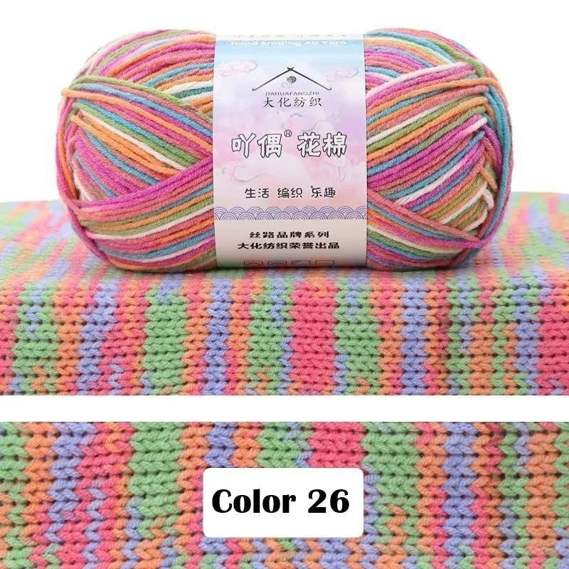 Combed Cotton Blend Gradient Yarn – 4-Ply, 50g Balls