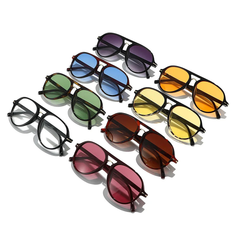 Retro Double-Beam Pilot Sunglasses