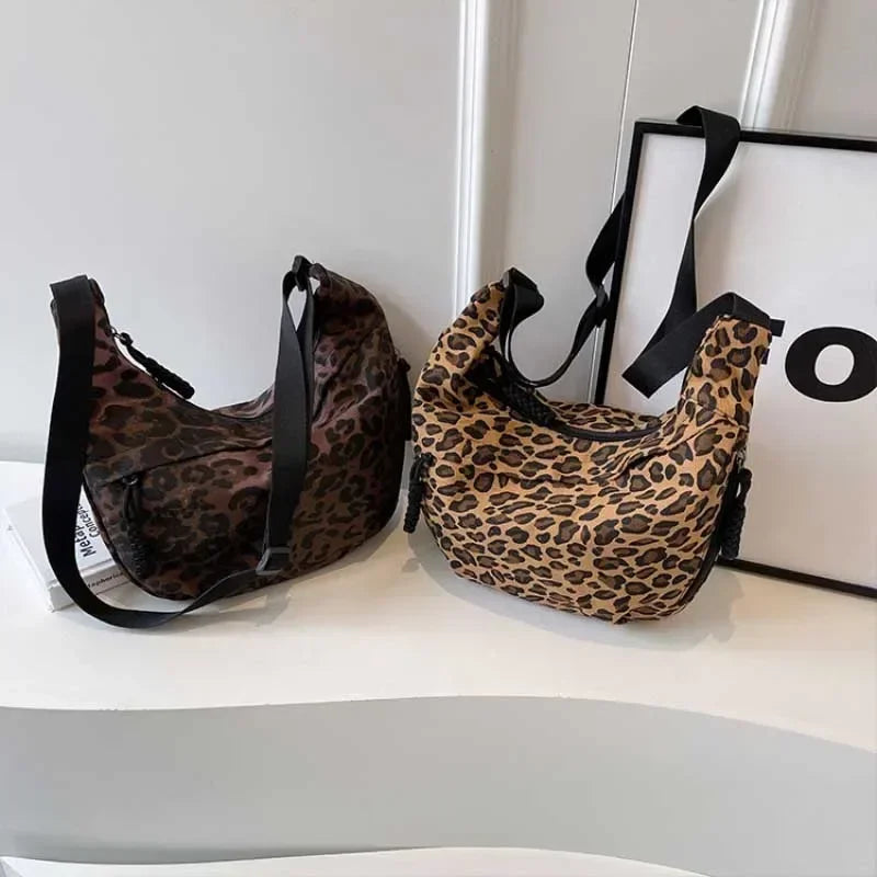 Leopard Print Corduroy Crossbody Bag