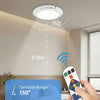 A hand holds a remote control for a ceiling light, demonstrating the simple remote control function.