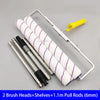 Set of 2 brush heads, shelves, and 1.1m pull rods for a paint roller tool.