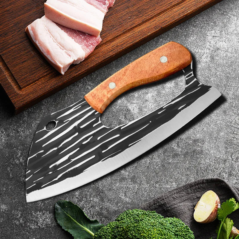 Wooden-Handle Stainless Steel Kitchen Cleaver