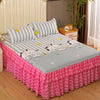 Elegant Elastic Fitted Bed Sheet Set with Lace Skirt and Pillowcases