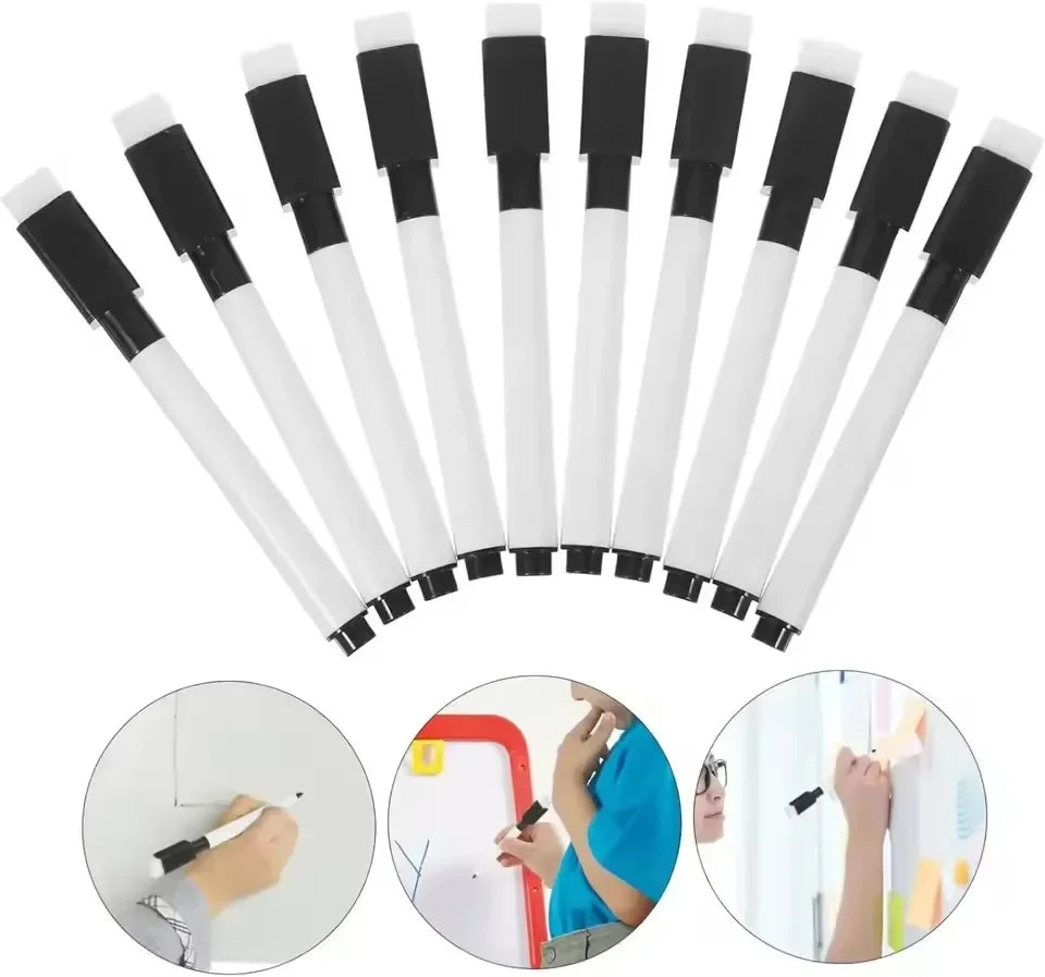 Dry Erase Markers with Built-in Eraser Cap