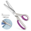 Pair of professional pinking shears with stainless steel blades and a measuring scale.
