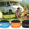 A pack of four waterproof storage bags for RV hose and gear, labeled Electric, Fresh Water, Accessories, and Dirty Water.
