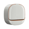 A wall-mounted ABS soap dish with a lid in a matte gray finish and rose gold accents.