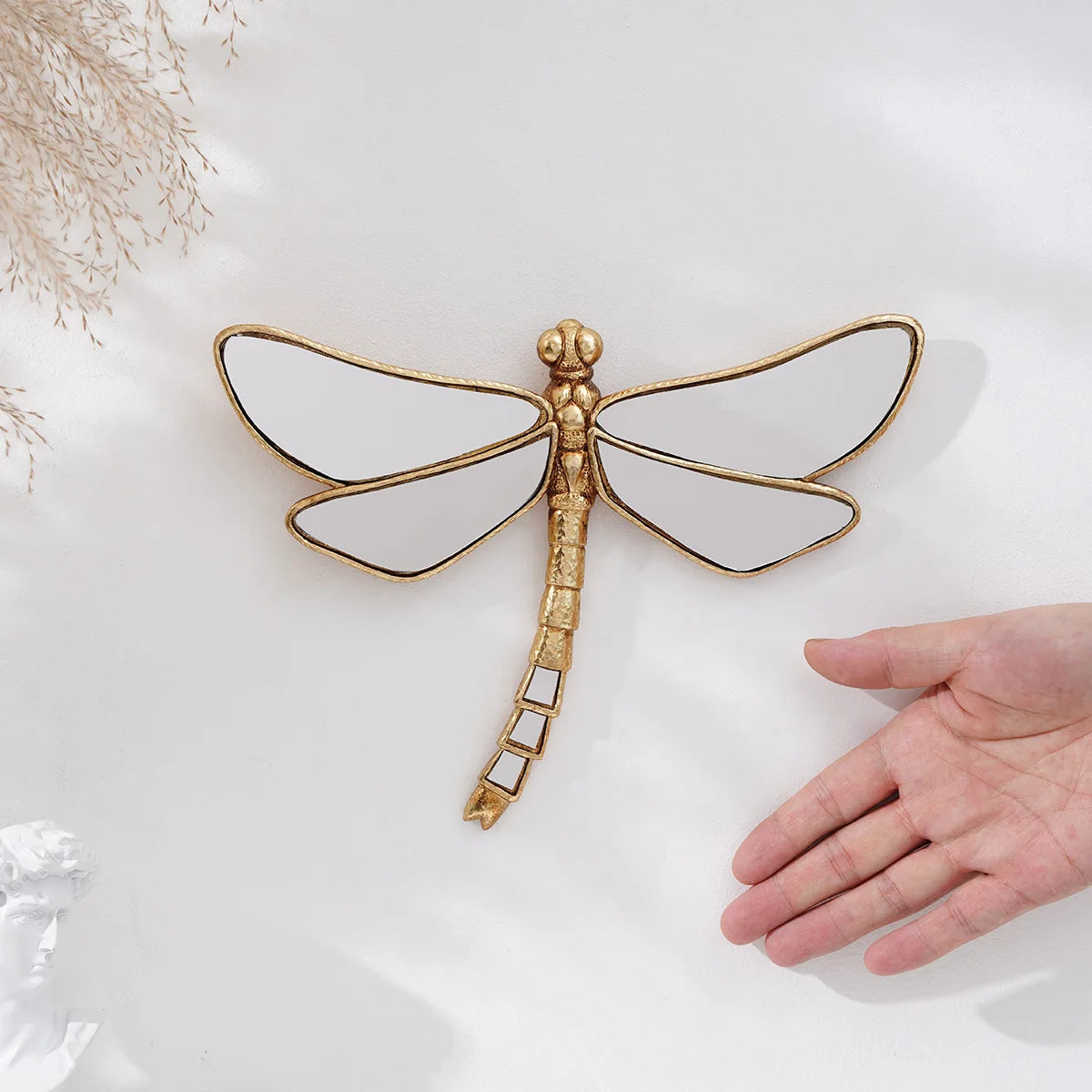 Golden Curly-Tailed Dragonfly Wall Decor - Resin Art Piece