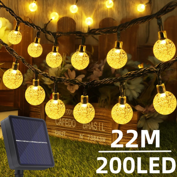 Solar-Powered Crystal Globe String Lights