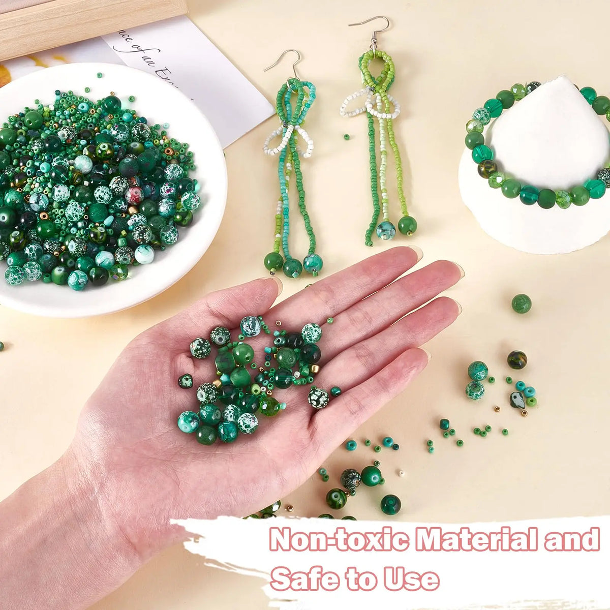Mixed Size Green Czech Glass Seed Beads for Jewelry Making