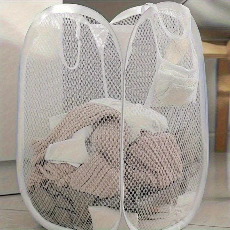 Collapsible Mesh Laundry Basket with Handles