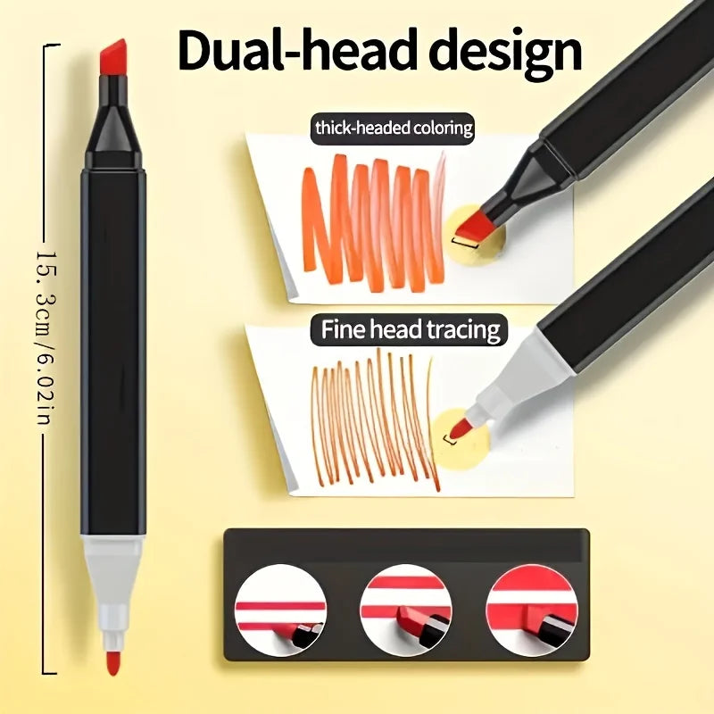 Dual-Tip Permanent Markers – 12 Color Art Set for Drawing & Crafting
