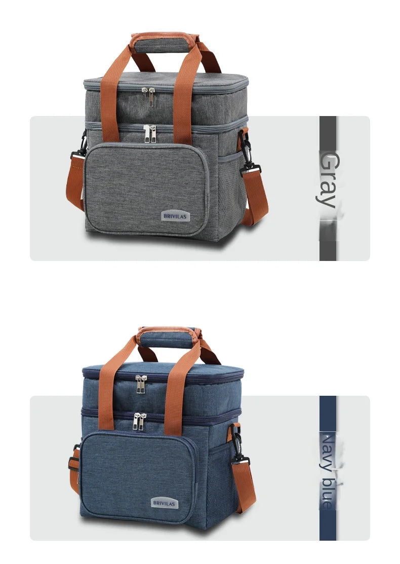 Insulated Double-Decker Lunch Bag with Leakproof Lining
