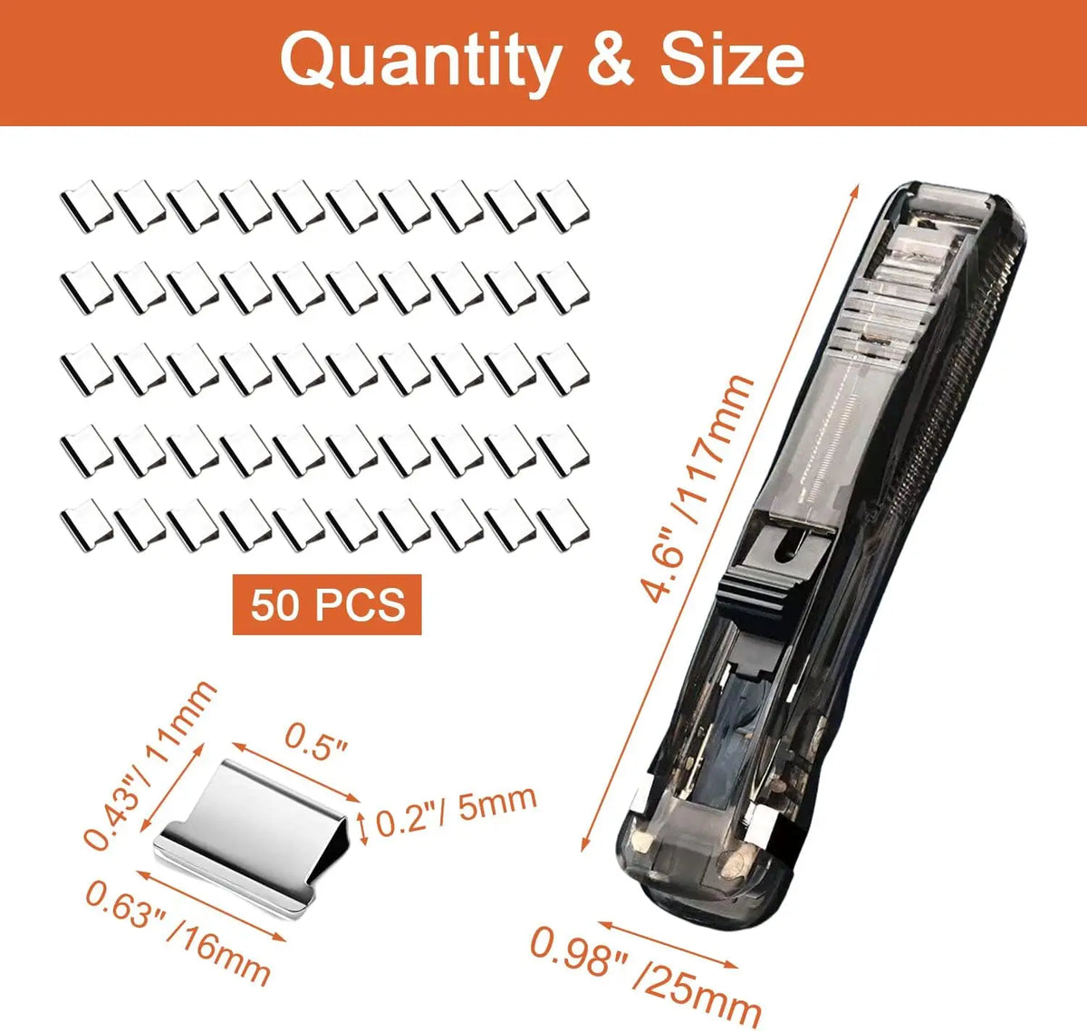 Compact Push Stapler with Reusable Clips