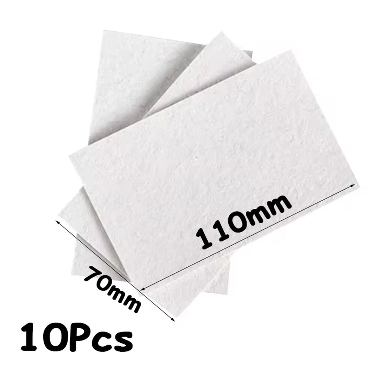 A stack of 10 pieces of white puffy texture painting paper, measuring 70mm by 110mm.