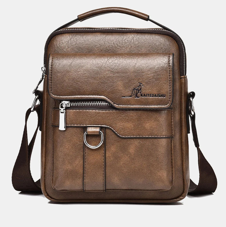 Vintage Leather Messenger Bag for Men – Classic Crossbody Shoulder Bag