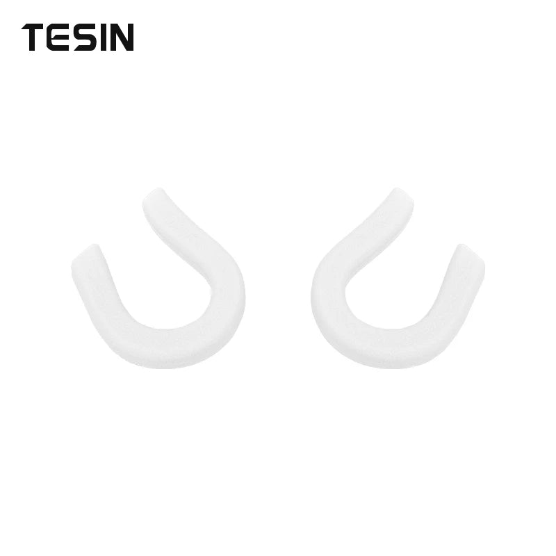 A pair of white front bumper tow hook covers for Chevrolet Silverado and GMC Sierra trucks.