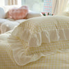 Pink Checkered Lace Duvet Cover Set (3 Pieces)