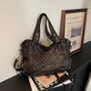 Rivet Punk Large Capacity Tote Bag with Adjustable Crossbody Strap