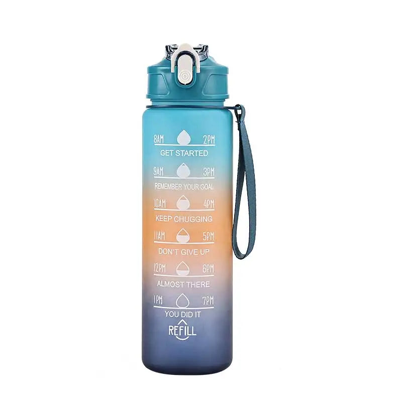 Motivational Time-Marker Water Bottle with Straw