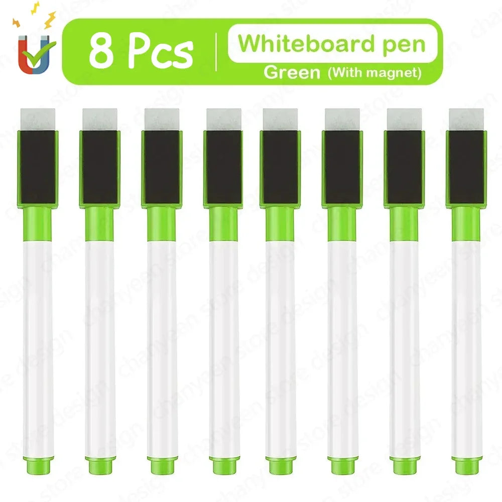 Magnetic Dry-Erase Pens with Refillable Ink, 8 Colors