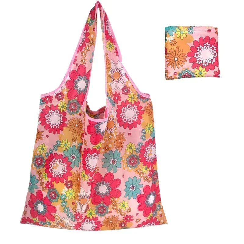 Foldable Reusable Shopping Tote with Animal Print Design
