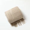 Oversized Chunky Knit Throw Blanket with Tassels