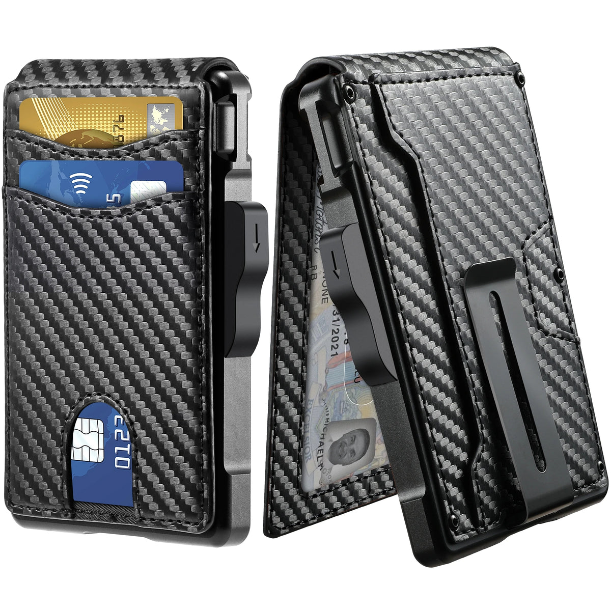 Slim RFID-Blocking Wallet with Money Clip and ID Window