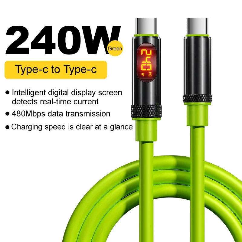 240W USB-C Fast Charging Cable with Digital Display
