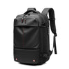 Black expandable travel laptop backpack with padded straps and compression features.