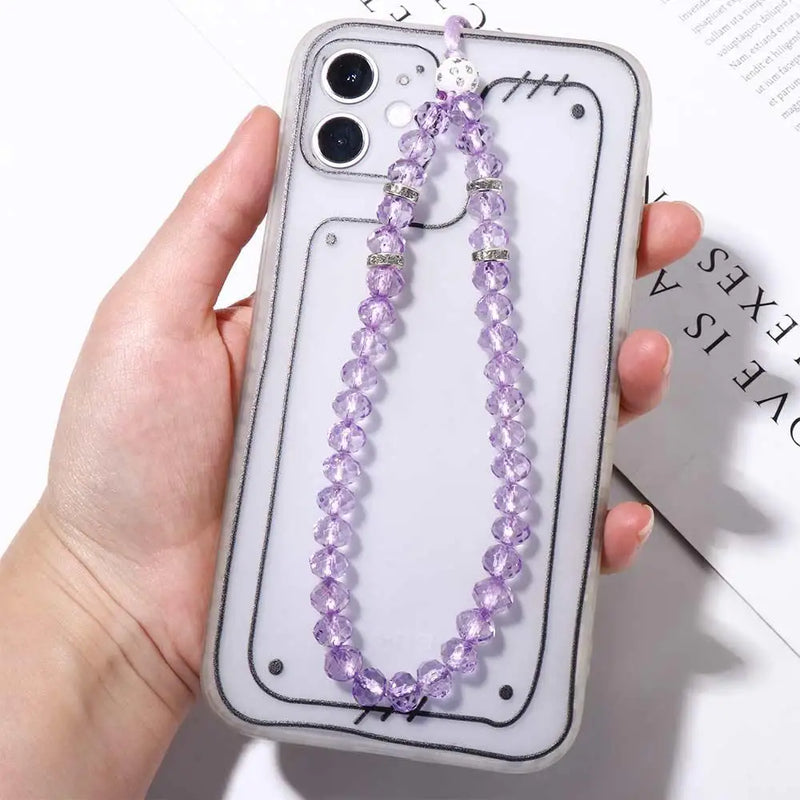 Crystal Bead Phone Lanyard with Wrist Strap