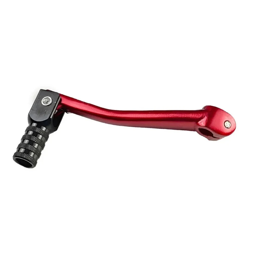 Red CNC aluminum folding gear shift lever for motorcycles and dirt bikes