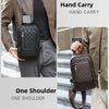 Men's Waterproof PU Leather Crossbody Bag with Geometric Pattern