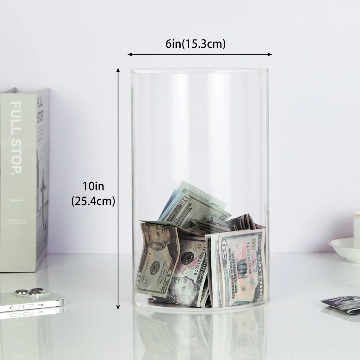 Clear Acrylic Piggy Bank for Adults and Kids