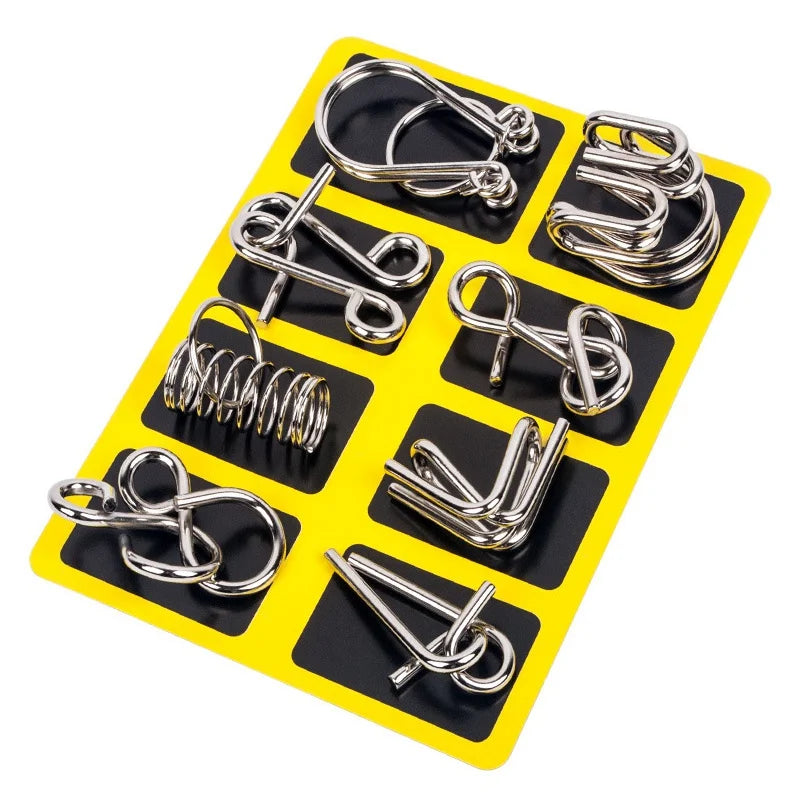 8-Piece Metal Wire Brain Teaser Puzzle Set