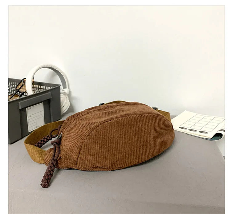 Corduroy Waist Pack for Women – Versatile Crossbody & Shoulder Bag