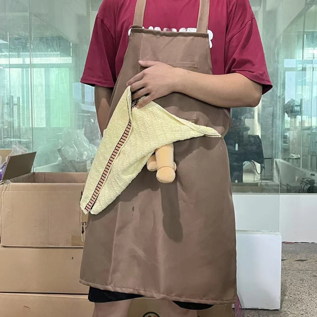 Funny Prank Apron with Hidden Surprise Pocket