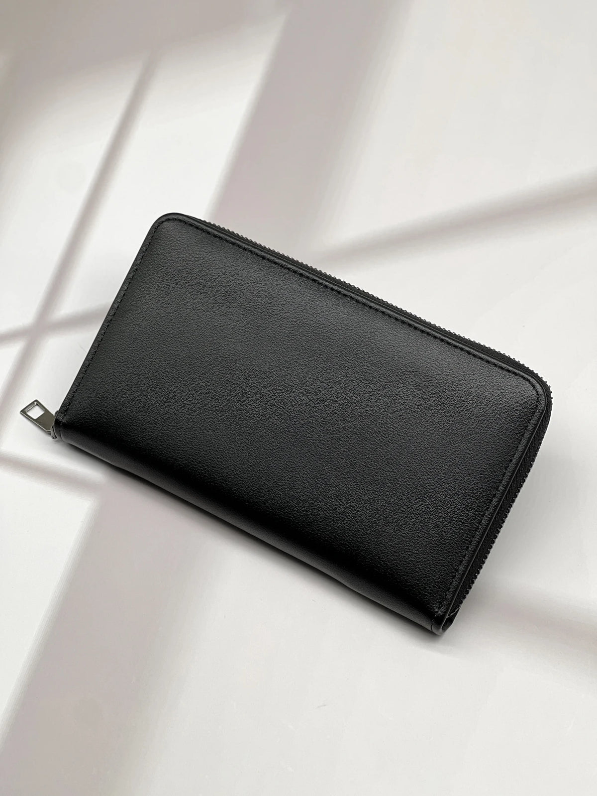 Classic Black Men's Leather Wallet with Phone Pocket