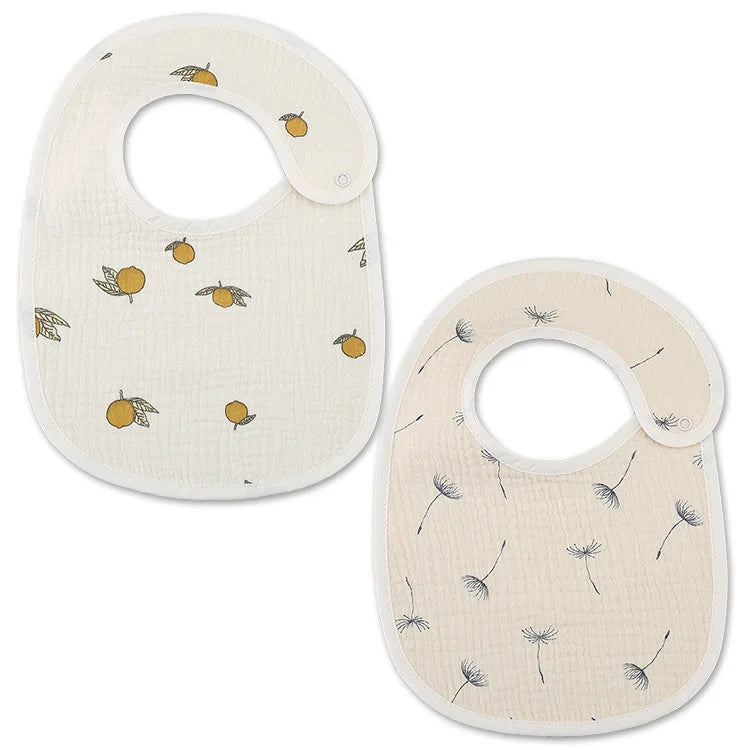 Soft Cotton Baby Bibs with Waterproof Backing – Set of 2