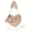 Faux Fur Heart Purse with Chain Strap