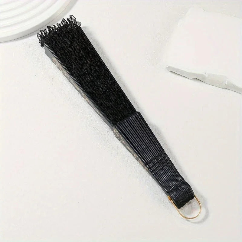 Elegant Lace Fabric Hand Fan with Floral Design