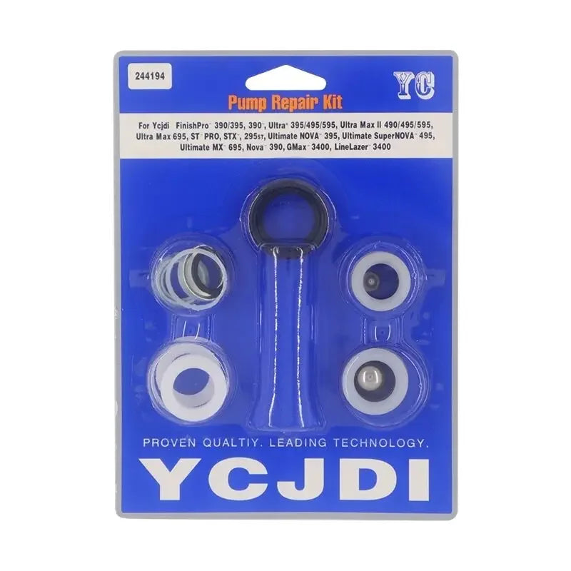Blue repair kit for airless sprayer pump plunger rod and valve components