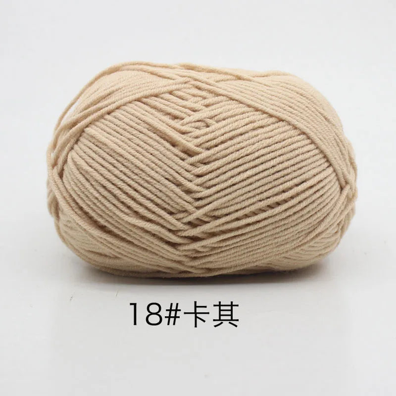 A ball of light beige 18# knitting yarn for knitting and crochet.