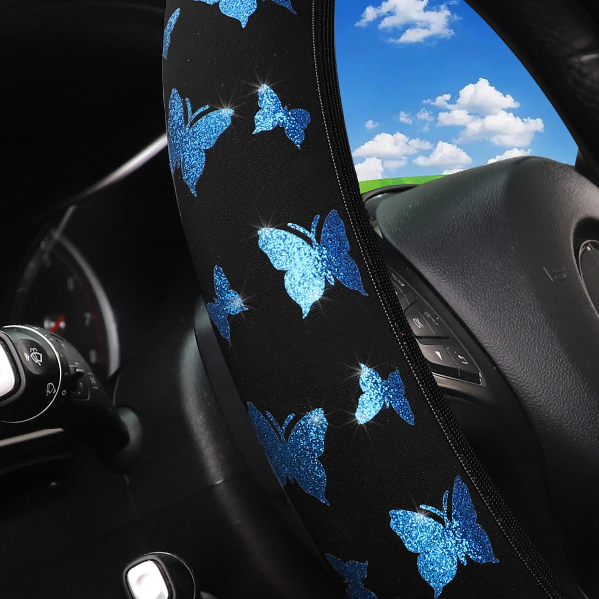 Glitter Butterfly Steering Wheel Cover – Waterproof & Non-Slip
