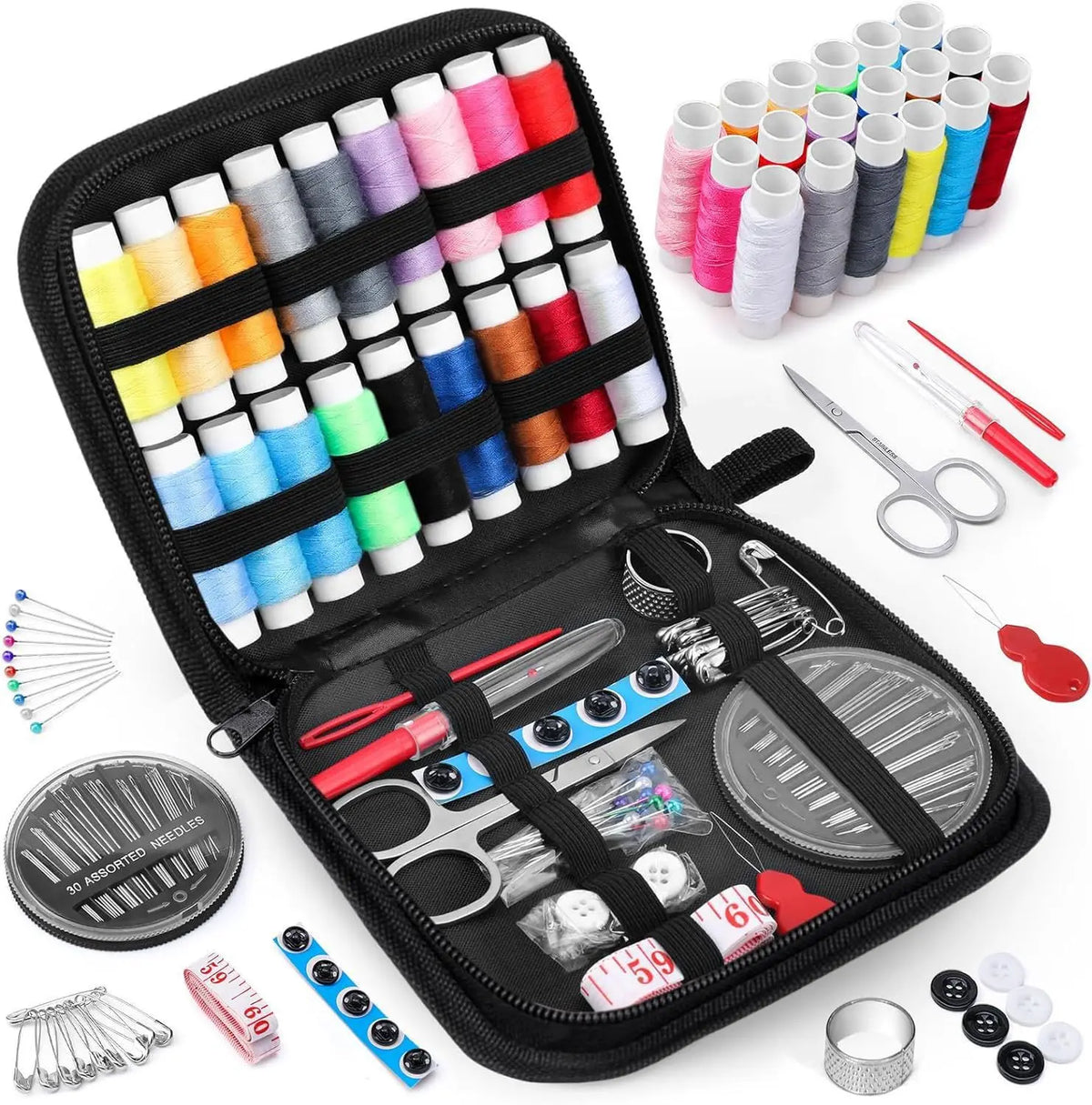 Compact Travel Sewing Kit with Zippered Organizer