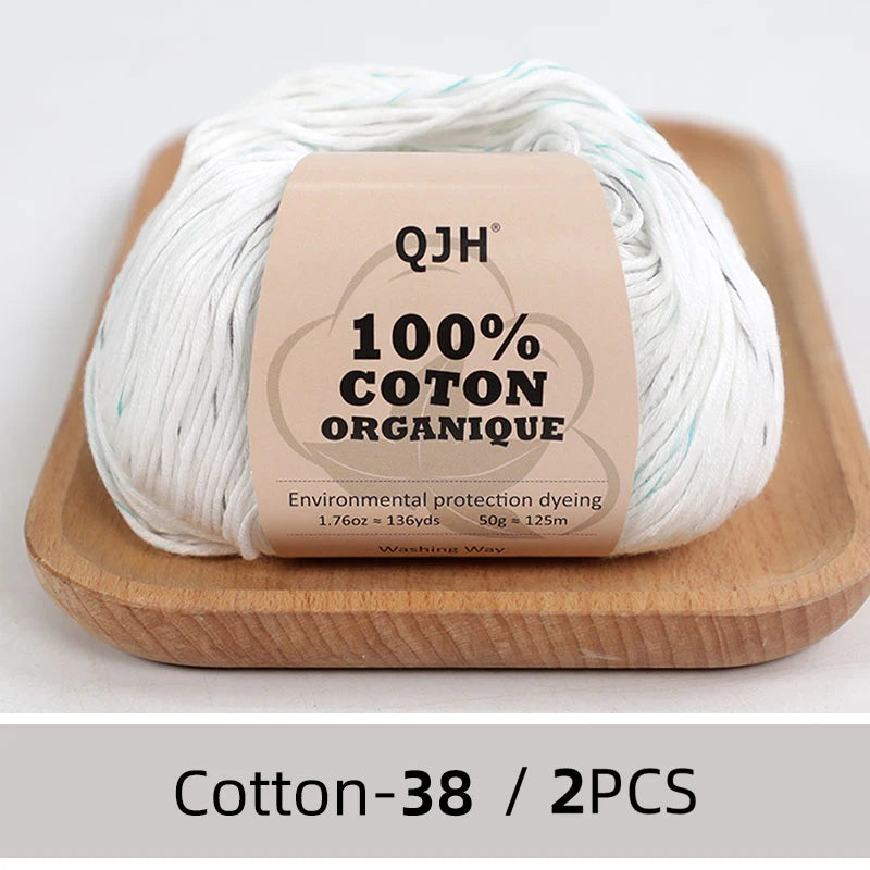 100% Organic Cotton Yarn for Knitting and Crocheting (2-Pack)